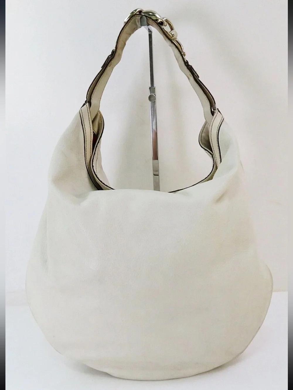 Gucci White Leather Hobo Shoulder Bag